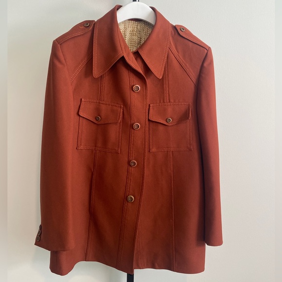 70s Vintage Shacket w/ Contrasting Stitch by Malibu Clothes Beverly Hills Size L - Picture 5 of 12